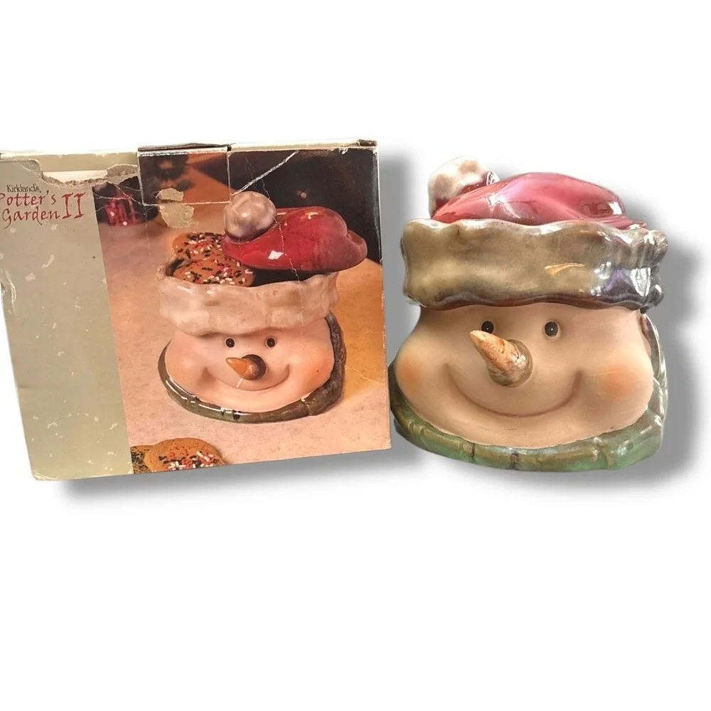 Kirkland's Potter's Garden II Ceramic Snowman‎ Head Cookie Jar